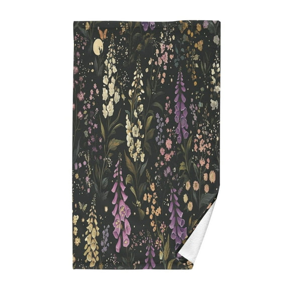Yayeee 100% Cotton Hand Towels for Bathroom 16" x 28" Kitchen Towel, Purple Floral Pattern