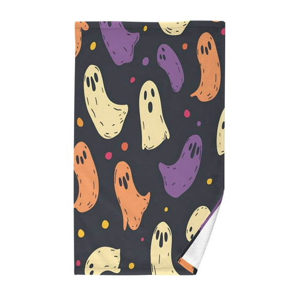 Yayeee 100% Cotton Hand Towels for Bathroom 16" x 28" Kitchen Towel, Purple Halloween Ghosts