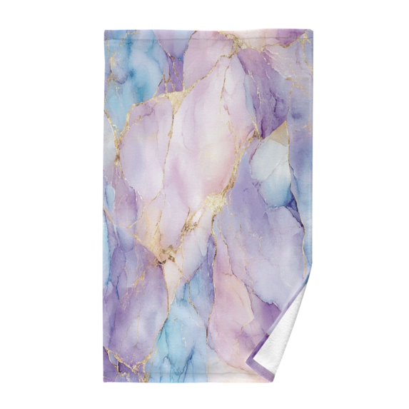 Yayeee 100% Cotton Hand Towels for Bathroom 16" x 28" Kitchen Towel, Purple Marble Pattern