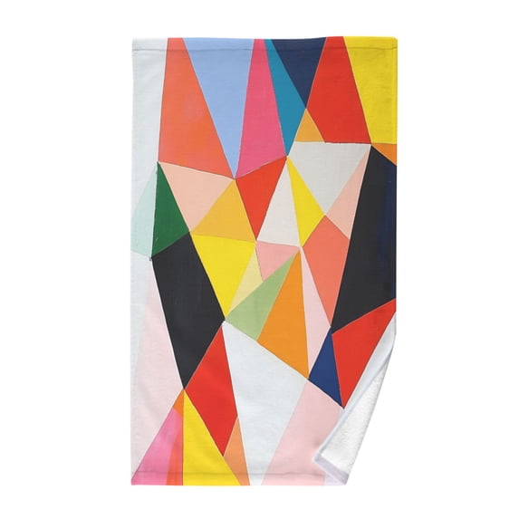 Yayeee 100% Cotton Hand Towels for Bathroom 16" x 28" Soft Absorbent Kitchen Towel, Purple Triangles