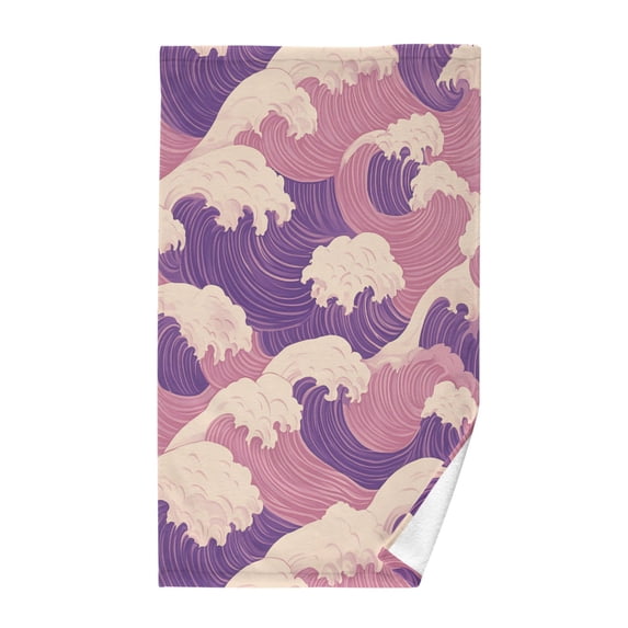Yayeee 100% Cotton Hand Towels for Bathroom 16" x 28" Soft Absorbent Kitchen Towel, Purple Wave Pattern
