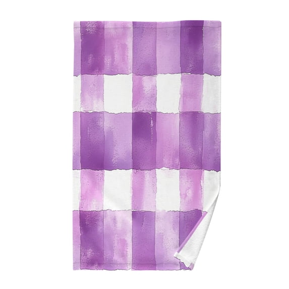 Yayeee 100% Cotton Hand Towels for Bathroom 16" x 28" Soft Absorbent Kitchen Towel, Purple and White Pattern