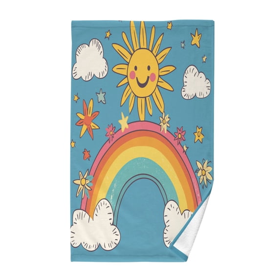 Yayeee 100% Cotton Hand Towels for Bathroom 16" x 28" Kitchen Towel, Rainbow with Stars