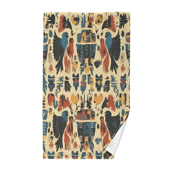 Yayeee 100% Cotton Hand Towels for Bathroom 16" x 28" Kitchen Towel, Red Geometric