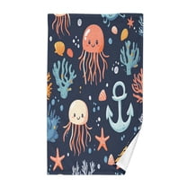 Yayeee 100% Cotton Hand Towels for Bathroom 16" x 28" Kitchen Towel, Red Jellyfish