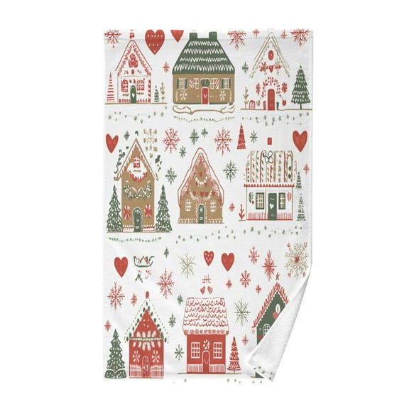 Yayeee 100% Cotton Hand Towels for Bathroom 16" x 28" Kitchen Towel, Red Nordic Christmas House