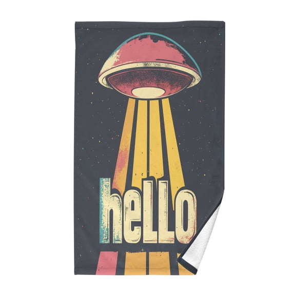 Yayeee 100% Cotton Hand Towels for Bathroom 16" x 28" Soft Absorbent Kitchen Towel, Red UFO