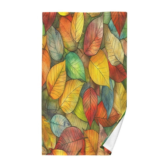 Yayeee 100% Cotton Hand Towels for Bathroom 16" x 28" Soft Absorbent Kitchen Towel, Retro Autumn Leaves