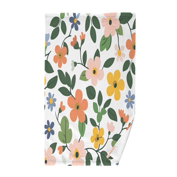 Yayeee 100% Cotton Hand Towels for Bathroom 16" x 28" Soft Absorbent Kitchen Towel, Retro Colorful Flowers