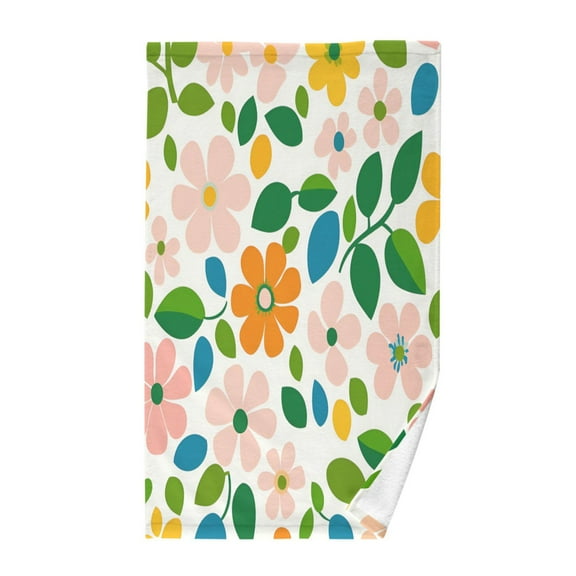 Yayeee 100% Cotton Hand Towels for Bathroom 16" x 28" Kitchen Towel, Retro Orange Floral