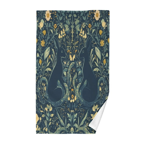 Yayeee 100% Cotton Hand Towels for Bathroom 16" x 28" Kitchen Towel, Shadowy Forest Pattern