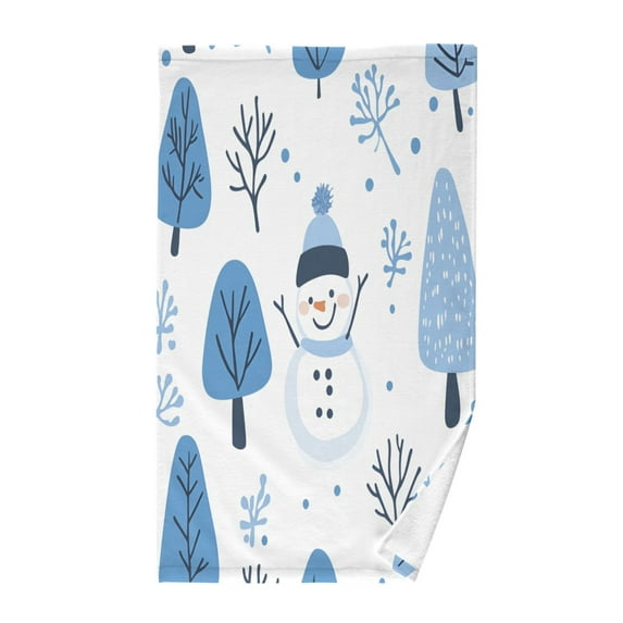 Yayeee 100% Cotton Hand Towels for Bathroom 16" x 28" Kitchen Towel, Simple Cartoon Snowmen