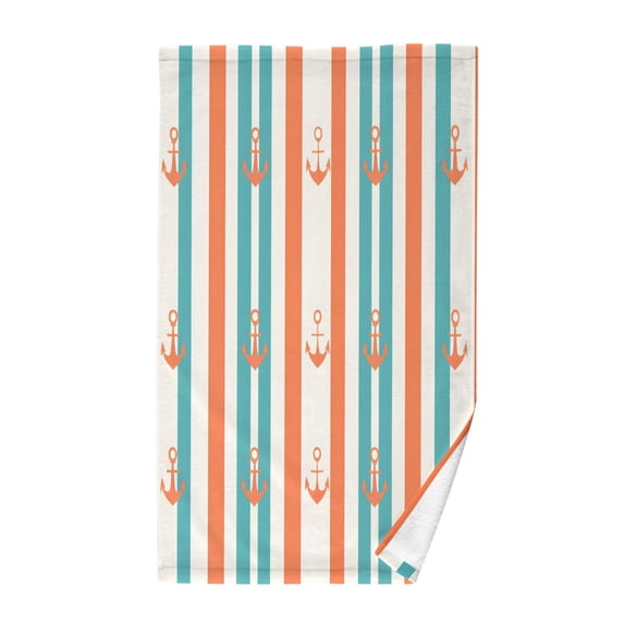 Yayeee 100% Cotton Hand Towels for Bathroom 16" x 28" Soft Absorbent Kitchen Towel, Simple Nautical Pattern