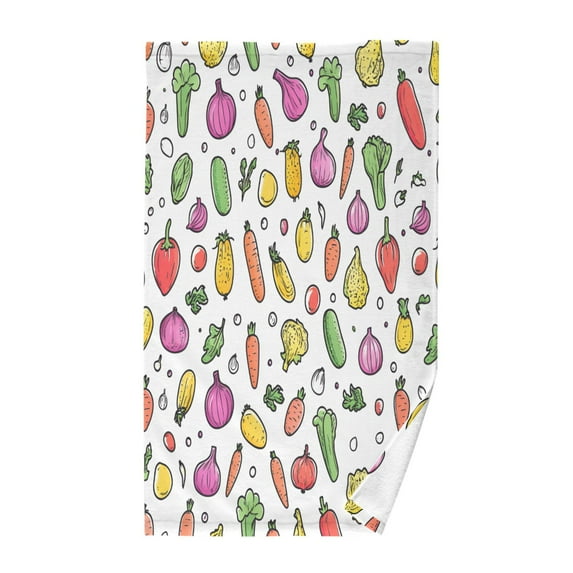 Yayeee 100% Cotton Hand Towels for Bathroom 16" x 28" Soft Absorbent Kitchen Towel, Various Vegetables Pattern