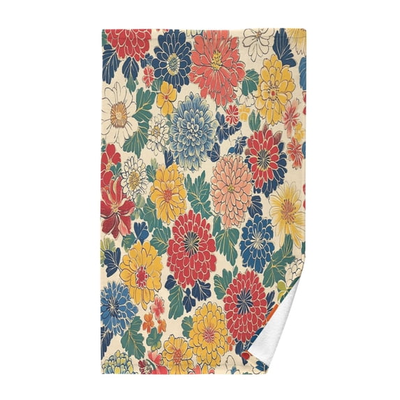 Yayeee 100% Cotton Hand Towels for Bathroom 16" x 28" Soft Absorbent Kitchen Towel, Vibrant Flowers Pattern