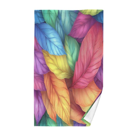 Yayeee 100% Cotton Hand Towels for Bathroom 16" x 28" Kitchen Towel, Vibrant Leaves Pattern