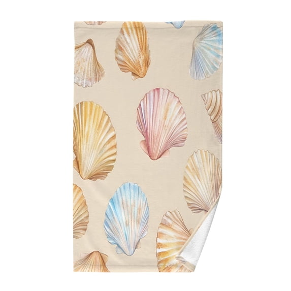 Yayeee 100% Cotton Hand Towels for Bathroom 16" x 28" Soft Absorbent Kitchen Towel, Watercolor Seashell