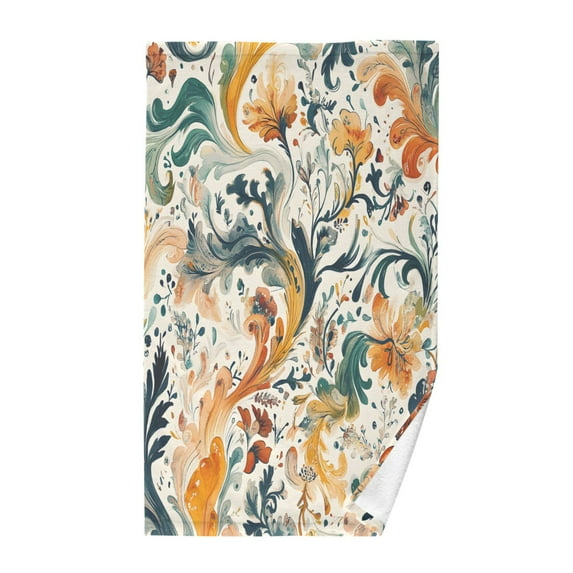 Yayeee 100% Cotton Hand Towels for Bathroom 16" x 28" Kitchen Towel, Whimsical Leaves