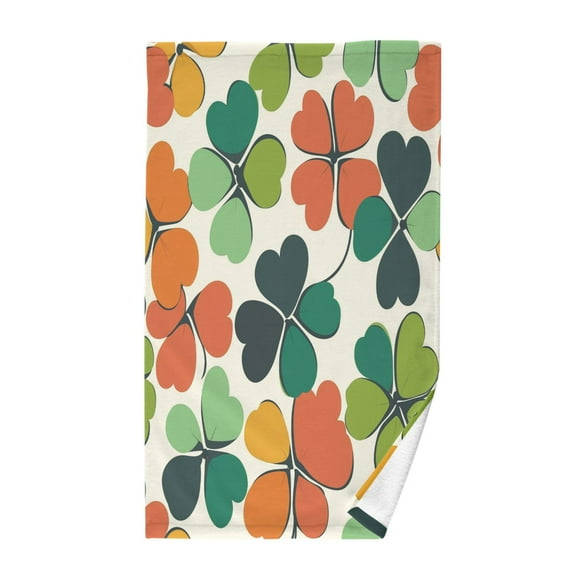 Yayeee 100% Cotton Hand Towels for Bathroom 16" x 28" Kitchen Towel, White Clover Pattern