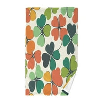 Yayeee 100% Cotton Hand Towels for Bathroom 16" x 28" Kitchen Towel, White Clover Pattern