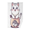 thumbnail image 1 of Yayeee 100% Cotton Hand Towels for Bathroom 16" x 28" Soft Absorbent Kitchen Towel, White Cute Cat, 1 of 7