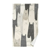 Yayeee 100% Cotton Hand Towels for Bathroom 16" x 28" Kitchen Towel, White Cute Cats