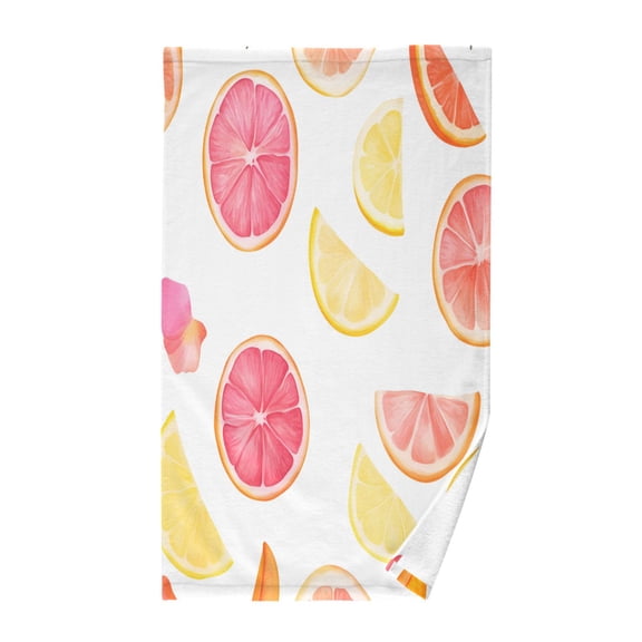 Yayeee 100% Cotton Hand Towels for Bathroom 16" x 28" Soft Absorbent Kitchen Towel, White Grapefruit Slices