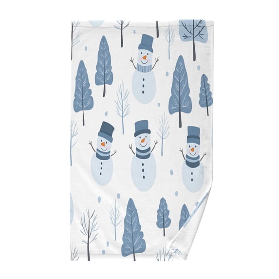 Yayeee 100% Cotton Hand Towels for Bathroom 16" x 28" Soft Absorbent Kitchen Towel, White Snowman