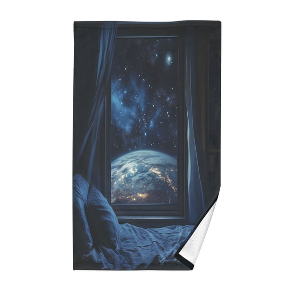 Yayeee 100% Cotton Hand Towels for Bathroom 16" x 28" Soft Absorbent Kitchen Towel, Window Earth
