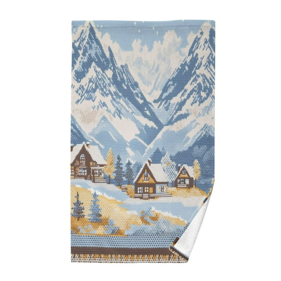 Yayeee 100% Cotton Hand Towels for Bathroom 16" x 28" Kitchen Towel, Winter Mountain