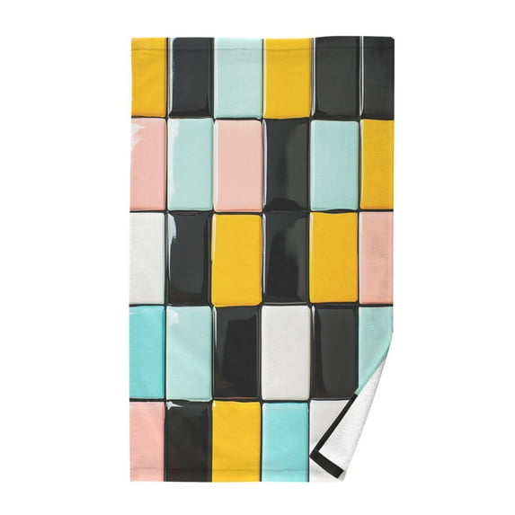 Yayeee 100% Cotton Hand Towels for Bathroom 16" x 28" Kitchen Towel, Yellow Checkered Pattern