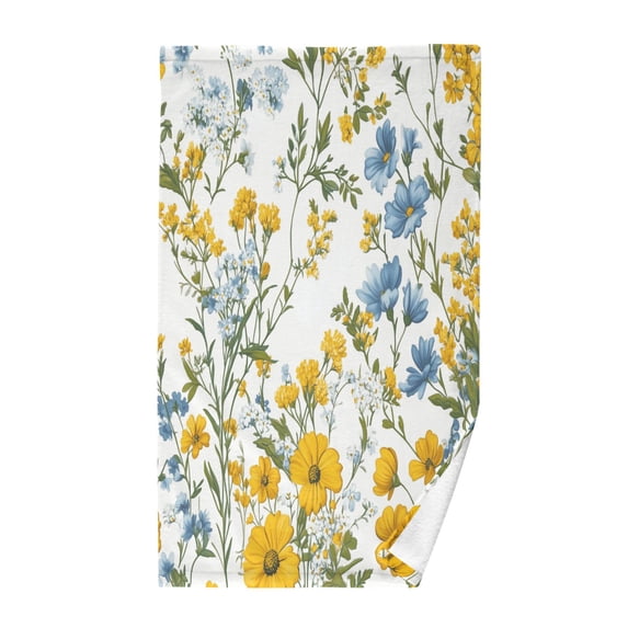 Yayeee 100% Cotton Hand Towels for Bathroom 16" x 28" Soft Absorbent Kitchen Towel, Yellow Floral