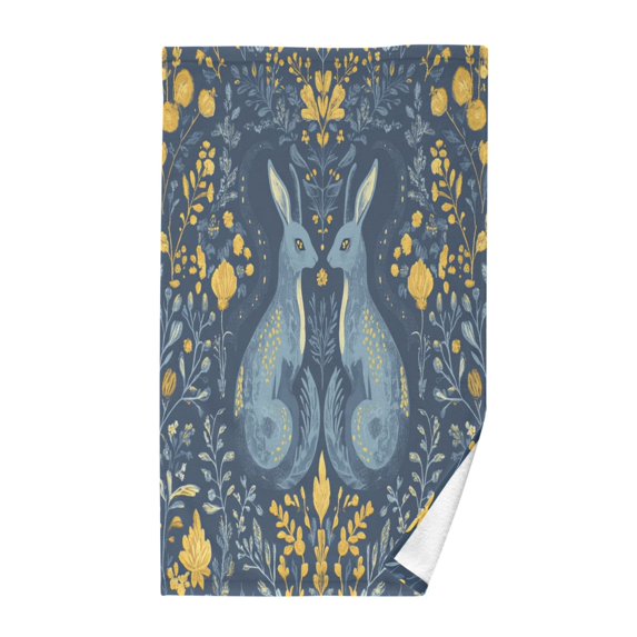 Yayeee 100% Cotton Hand Towels for Bathroom 16" x 28" Soft Absorbent Kitchen Towel, Yellow Forest Pattern