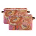 thumbnail image 1 of Yayeee 2 Pack Canvas Storage Basket with Handles for Shelves Fabric Bins Closet Organizer, Abstract Pink Flowers, 1 of 8