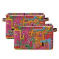 thumbnail image 1 of Yayeee 2 Pack Canvas Storage Basket with Handles for Shelves Fabric Bins Closet Organizer, Art City, 1 of 8