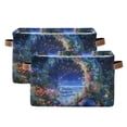 thumbnail image 1 of Yayeee 2 Pack Canvas Storage Basket with Handles for Shelves Fabric Bins Closet Organizer, Beautiful Floral Moon, 1 of 8