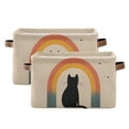 thumbnail image 1 of Yayeee 2 Pack Canvas Storage Basket with Handles for Shelves Fabric Bins Closet Organizer, Beige Cat Rainbow, 1 of 8