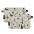 thumbnail image 1 of Yayeee 2 Pack Canvas Storage Basket with Handles for Shelves Fabric Bins Closet Organizer, Beige Christmas Forest, 1 of 8