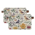 thumbnail image 1 of Yayeee 2 Pack Canvas Storage Basket with Handles for Shelves Fabric Bins Closet Organizer, Birds and Teapots, 1 of 8
