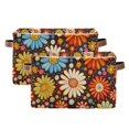 thumbnail image 1 of Yayeee 2 Pack Canvas Storage Basket with Handles for Shelves Fabric Bins Closet Organizer, Blooming Flowers, 1 of 8