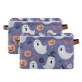 thumbnail image 1 of Yayeee 2 Pack Canvas Storage Basket with Handles for Shelves Fabric Bins Closet Organizer, Blue Cute Halloween, 1 of 8