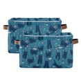 thumbnail image 1 of Yayeee 2 Pack Canvas Storage Basket with Handles for Shelves Fabric Bins Closet Organizer, Blue Forest Cat Pattern, 1 of 8