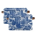 thumbnail image 1 of Yayeee 2 Pack Canvas Storage Basket with Handles for Shelves Fabric Bins Closet Organizer, Blue Garden Pattern, 1 of 8