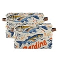 thumbnail image 1 of Yayeee 2 Pack Canvas Storage Basket with Handles for Shelves Fabric Bins Closet Organizer, Blue Sardines Pattern, 1 of 8