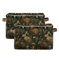 thumbnail image 1 of Yayeee 2 Pack Canvas Storage Basket with Handles for Shelves Fabric Bins Closet Organizer, Brown Floral Rabbits Pattern, 1 of 8