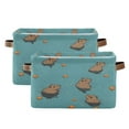 thumbnail image 1 of Yayeee 2 Pack Canvas Storage Basket with Handles for Shelves Fabric Bins Closet Organizer, Cartoon Capybaras, 1 of 8