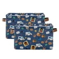 thumbnail image 1 of Yayeee 2 Pack Canvas Storage Basket with Handles for Shelves Fabric Bins Closet Organizer, Cartoon Mail Truck Pattern, 1 of 8