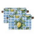 thumbnail image 1 of Yayeee 2 Pack Canvas Storage Basket with Handles for Shelves Fabric Bins Closet Organizer, Cartoon Plaid Lemon, 1 of 8