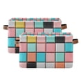 thumbnail image 1 of Yayeee 2 Pack Canvas Storage Basket with Handles for Shelves Fabric Bins Closet Organizer, Colorful Checkered Pattern, 1 of 8
