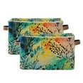 thumbnail image 1 of Yayeee 2 Pack Canvas Storage Basket with Handles for Shelves Fabric Bins Closet Organizer, Colorful Plants, 1 of 8